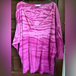 Avenue Plus Pink 3/4 Sleeve Knit Tunic
